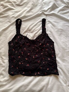 Urban Outfitters Black Floral Button-Front Cami